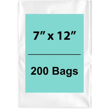 7X12 inches Clear Flat Poly Bags 1.5Mil Open Top (LDPE)